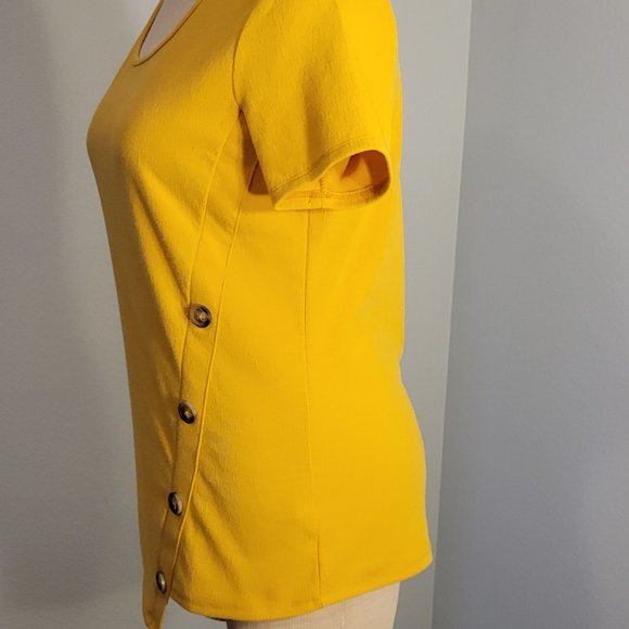 NAIF WOMENS  GOLDEN YELLOW SHORT SLEEVE TOP - Picture 8 of 11